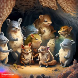 Firefly_Several+Species of Small Furry Animals Gathered Together in a Cave and Grooving with a...jpg