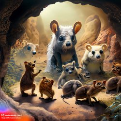 Firefly_Several+Species of Small Furry Animals Gathered Together in a Cave and Grooving with a...jpg