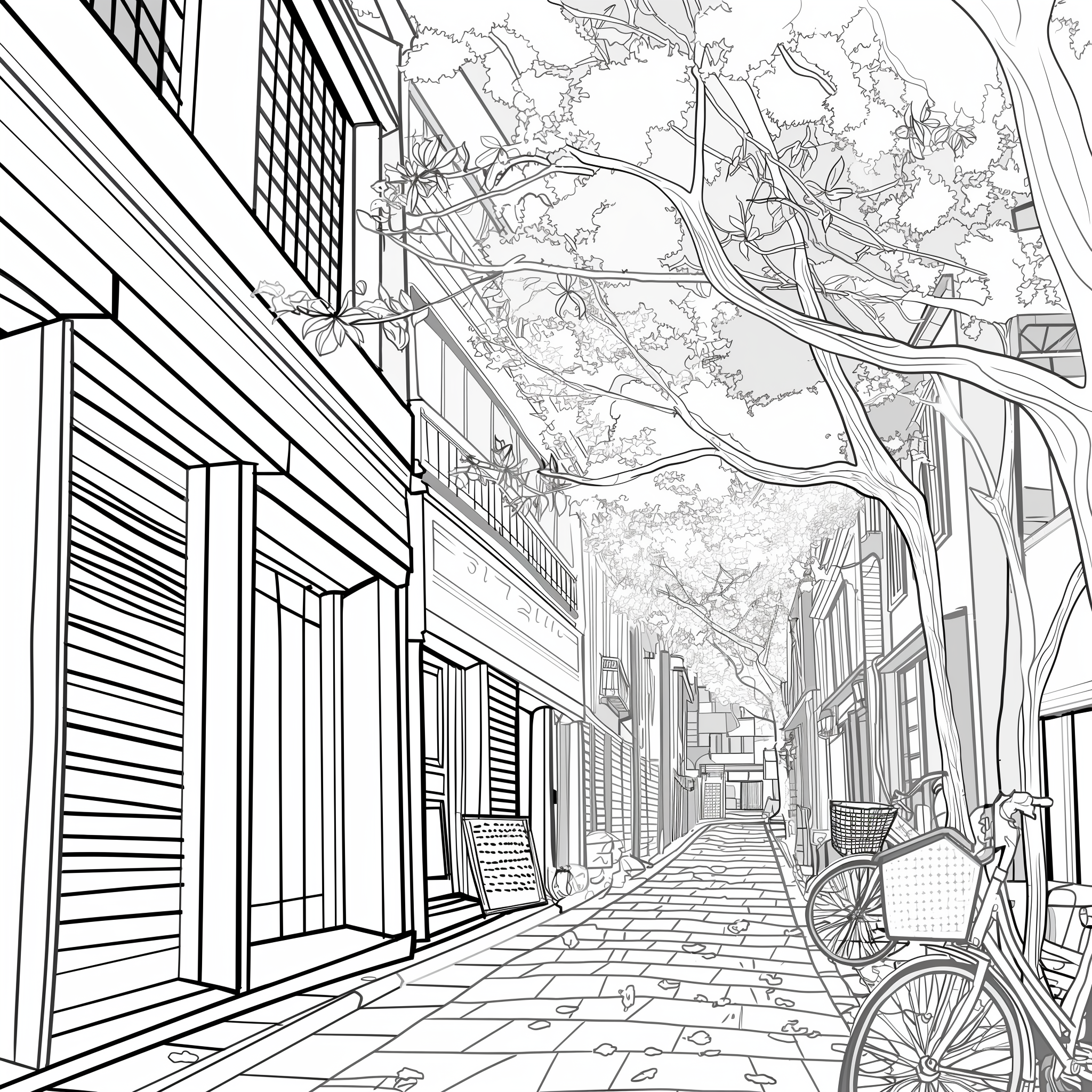 Kyoto Coloring Book Page